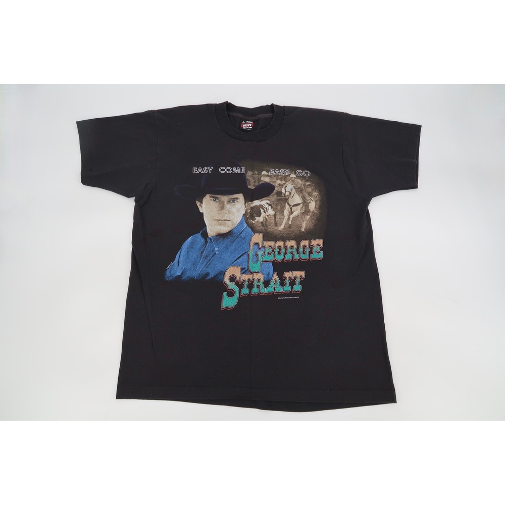 Vintage George Strait T-Shirt Mens Large Black 90s Easy Come Easy Go Tour Tee